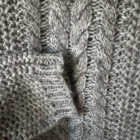 Guess Sweater Women M Gray Chunky Knit Wool Open Front Cardigan Side Pocket - Picture 6 of 11